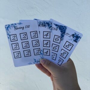 White and Blue Savings Challenge Cards set